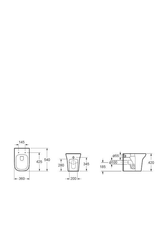 Karag Grace Floor-Standing Toilet with Floor Trap that Includes Soft Close Cover White