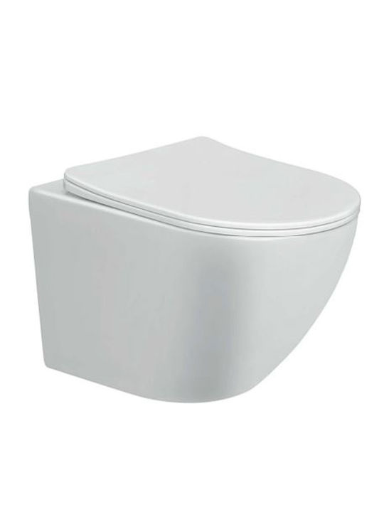 Siamp Fit 325 Λεκάνη Κρεμαστή Rimless με Slim Κάλυμμα Duroplast Soft Close Λευκή