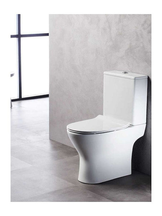 Tema Stehende Toilette Rimless mit Spülung Weiße