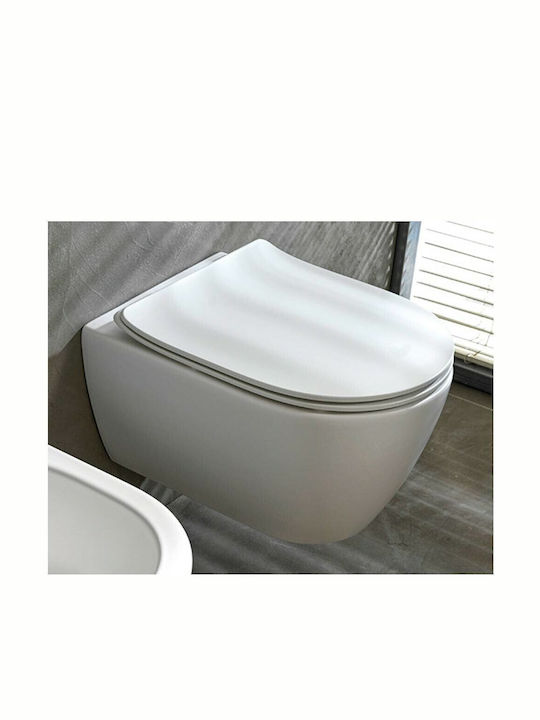 Scarabeo Moon Wandhängende Toilette Randlos mit Schlank Deckel Sanftes Schließen Weiß Matt