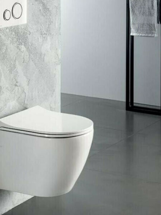 Bianco Ceramica Vito Λεκάνη Κρεμαστή με Slim Κάλυμμα Soft Close Λευκή