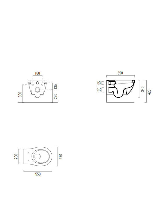 GSI Classic Wall-Mounted Toilet that Includes Soft Close Cover White