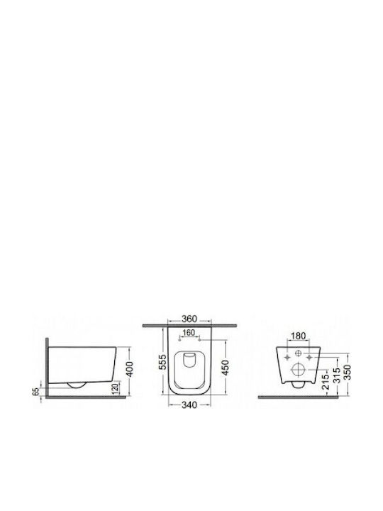 Bianco Ceramica Wall-Mounted Toilet Rimless with Slim Cover Soft Close White