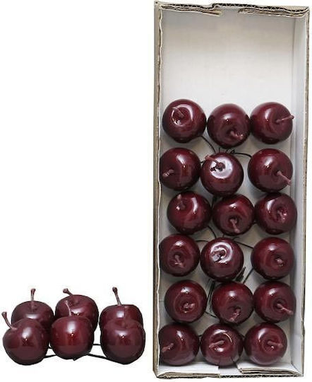 Supergreens Set of Decorative Apples made of Plastic Dark Red 3.5x3.5cm 24pcs