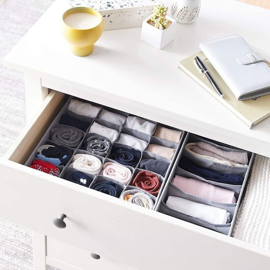 Organizator de sertare pentru Șosete / Lenjerie intimă în Culoare Gri 32.5x32.5cm 1buc