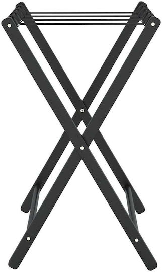 vidaXL Wooden Foldable Hotel Luggage Rack Black W68.5xD38xH58cm