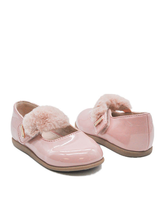 Kids Anatomic Leather Ballerinas with Hoop & Loop Closure Pink