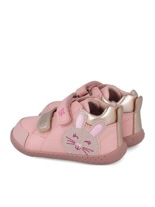 Leather Kids Boots with Velcro Pink