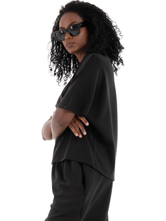 Women's Blouse Short Sleeve Black