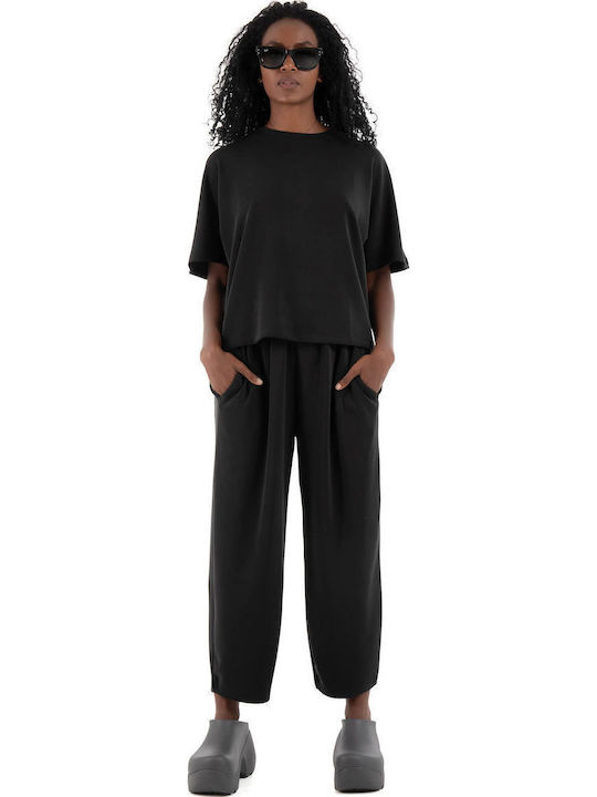 Women's Blouse Short Sleeve Black