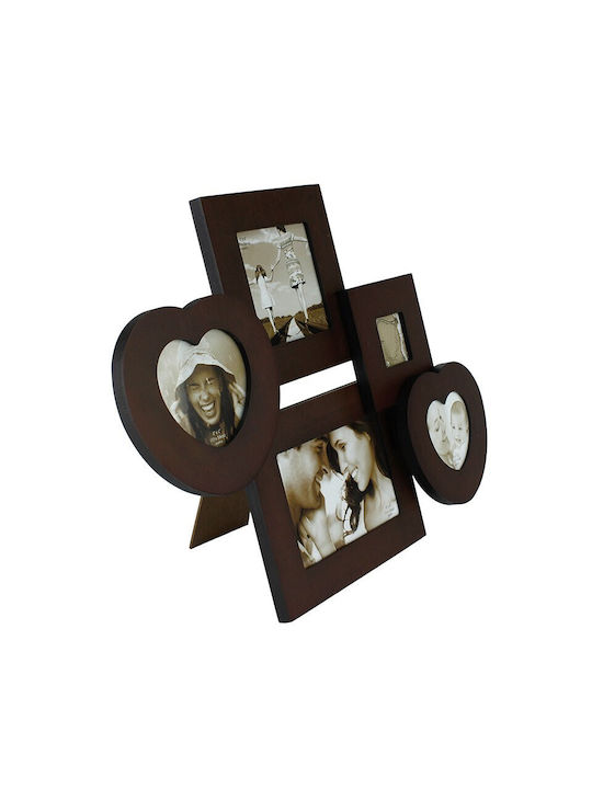 Procart Wall-mounted Multi Picture Frame 5 Pieces Wooden with Brown Frame