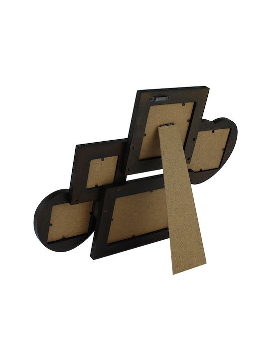 Procart Wall-mounted Multi Picture Frame 5 Pieces Wooden with Brown Frame