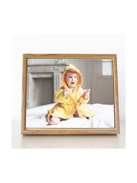 Wall-mounted Wooden Photo Frame with Brown Frame