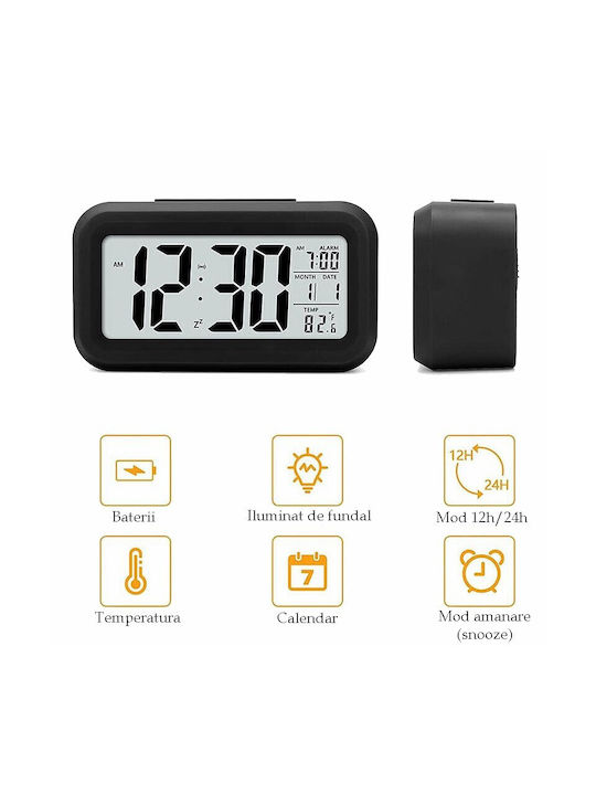Ceas Digital de Masă cu Alarmă Transparent