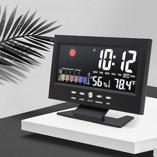 Ceas De Masă Digital Led Din Plastic Cu Ceas Deșteptător Negru