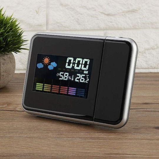 Procart Tischuhr Digital LED Kunststoff mit Wecker Schwarz