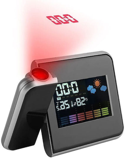 Procart Tischuhr Digital LED Kunststoff mit Wecker Schwarz
