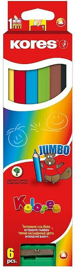 Jumbo Colored Pencils 6 Colors Sharpener Included Triangular