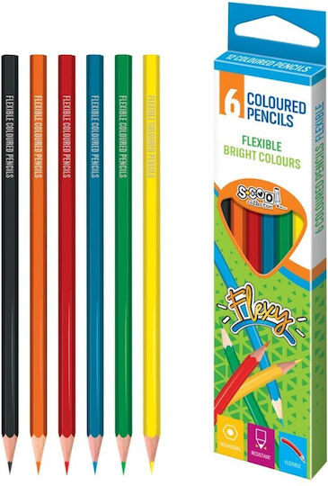Set 6 Colored Pencils Flexible Hexagonal Ergonomic Shape Assorted Colors