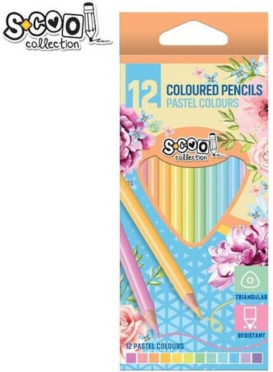 Pastel Coloured Pencils Triangular Shape 3 Mm Lead Thickness Set 12 Colours
