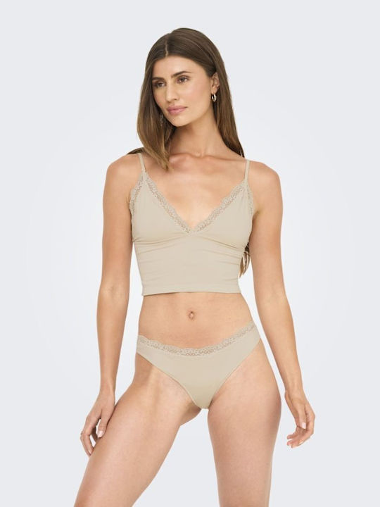 Τοπ Only Vicky Lace Singlet V-neck Acc Peach Taffy Only