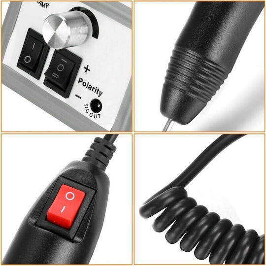 Freza Electrică Unghii 20.000 Rpm 20w Manichiură Profesională 6 Capete de Șlefuire Direcție Dublă