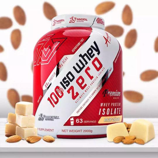 Immortal Nutrition 100% Iso Whey Zero Biologisch Protein Molke Laktosefrei mit Geschmack Marzipan 700gr