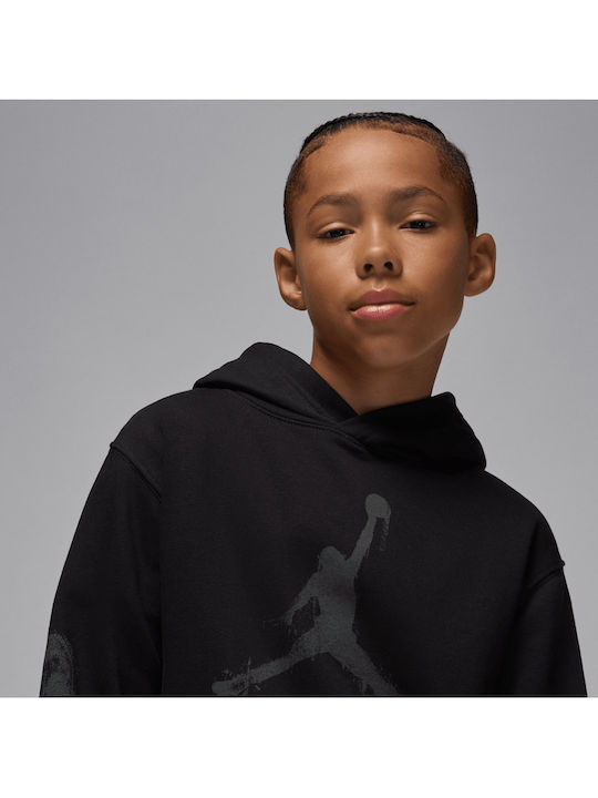 Fleece Lined Kids Sweatshirt With Hood And Pockets Black Jumpman