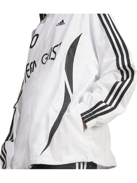 Track Top Μακριά Γυναικεία Ζακέτα Φούτερ White