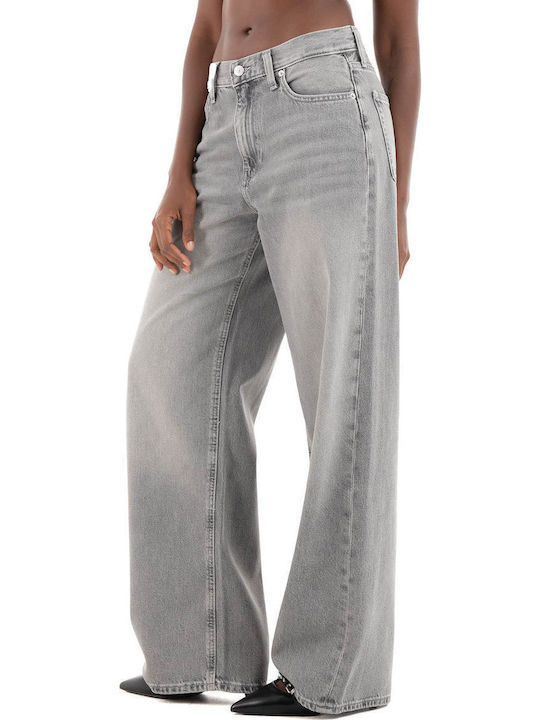 Low Waist Women's Jean Trousers in Baggy Line Grey