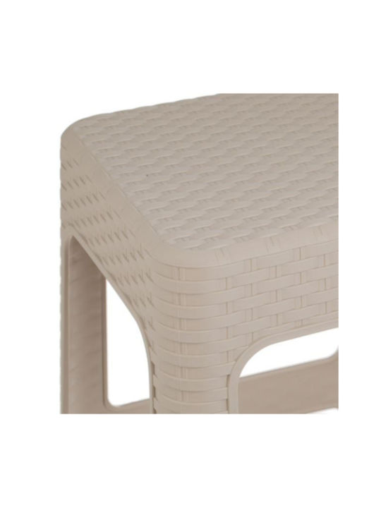 Plastic Garden Stool Beige Matte 36.5x36.5x46cm