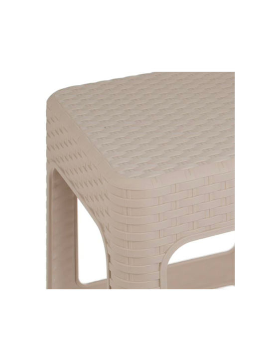 Plastic Garden Stool Beige Matte 36.5x36.5x46cm