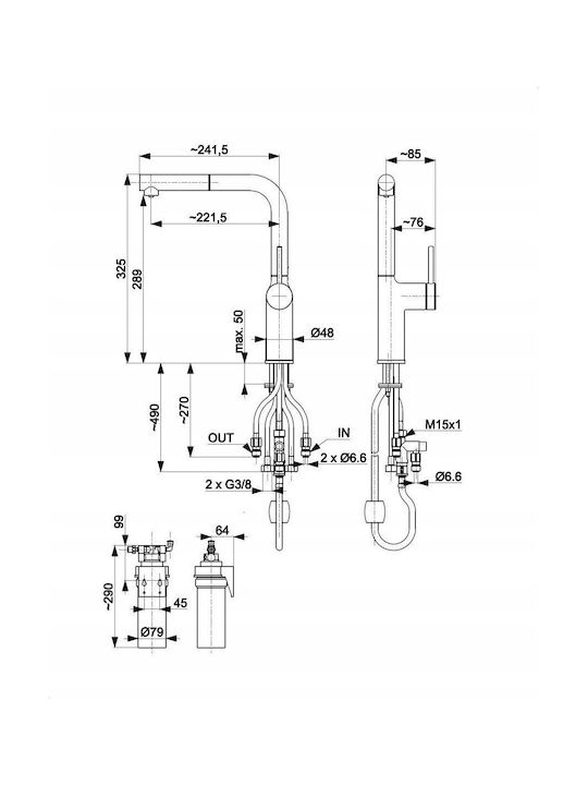 KFA Kitchen Faucet Counter with Shower Gold