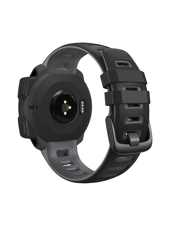 Curea Dublă Din Silicon Garmin Instinct – Gri-Negru Curea Dublă Din Silicon Garmin Instinct – Gri-Negru
