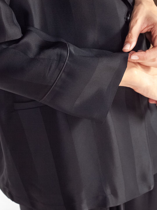 Semicouture Long Women's Crepe Blazer Black