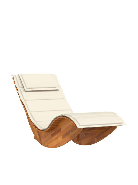 Deckchair Double Wooden with Cushion Beige 2pcs 60x154x74cm.