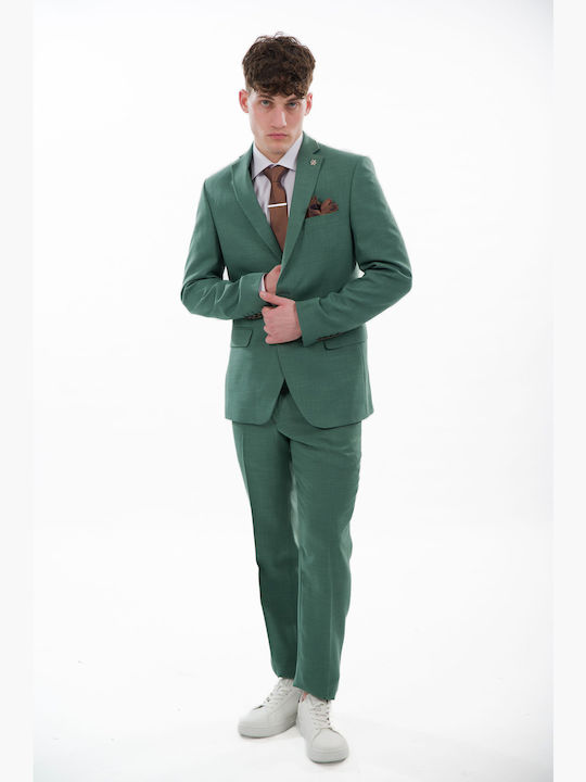 Men's Suit with Vest Green