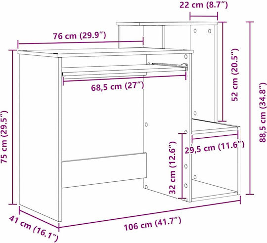 Γραφείο Υπολογιστή Ξύλινο Δρυς Sonoma 106x40x88.5εκ.