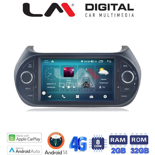 LM Digital Ηχοσύστημα Αυτοκινήτου για Peugeot Bipper Fiat Fiorino / Qubo Citroen Nemo 2008> (Bluetooth/USB/AUX/WiFi/GPS/Apple-Carplay/Android-Auto)