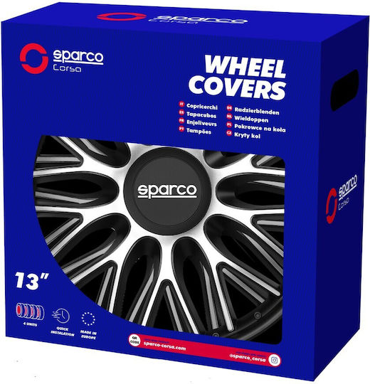 Sparco Σετ Τάσια Αυτοκινήτου Roma 4τμχ 14" Μαύρο/Ασημί