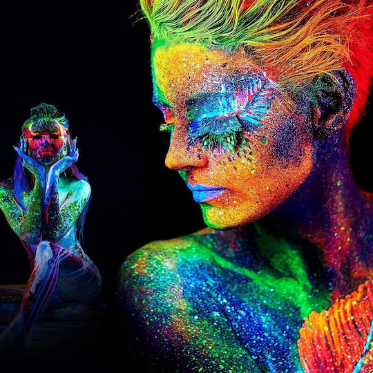 Set 7 UV Neon Glow Paint Colors 25 ml Color Body Face Water-Based