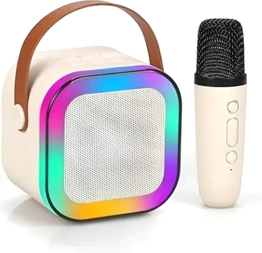 Ηχείο Karaoke με Ασύρματα Μικρόφωνα και Εφέ Φωτισμού K12 Μπεζ