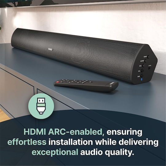 Teton Plus Soundbar 2.1 Bluetooth und HDMI 180W mit kabellosem Subwoofer und Fernbedienung Schwarz