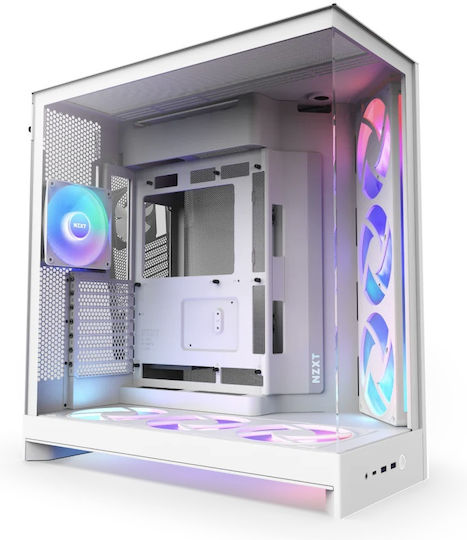NZXT H9 Flow RGB+ Gaming Midi-Turm Computergehäuse mit Seitenfenster Matte White
