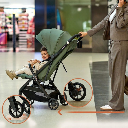 Lionelo Bess Baby Stroller Suitable for Newborn Green 7.5kg