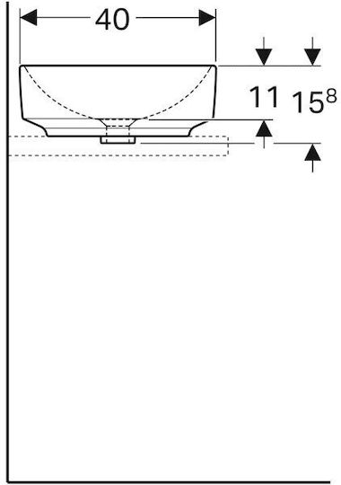 Geberit VariForm Επικαθήμενος Νιπτήρας Πορσελάνης 55x40x11cm Λευκός