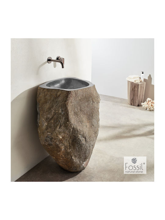 Fossil Επικαθήμενος Νιπτήρας Πέτρινος 45x45x90cm Grey