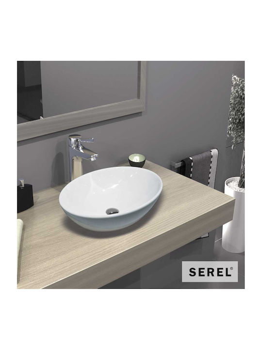Serel Aufgesetztes Waschbecken Porzellan 55x41cm White