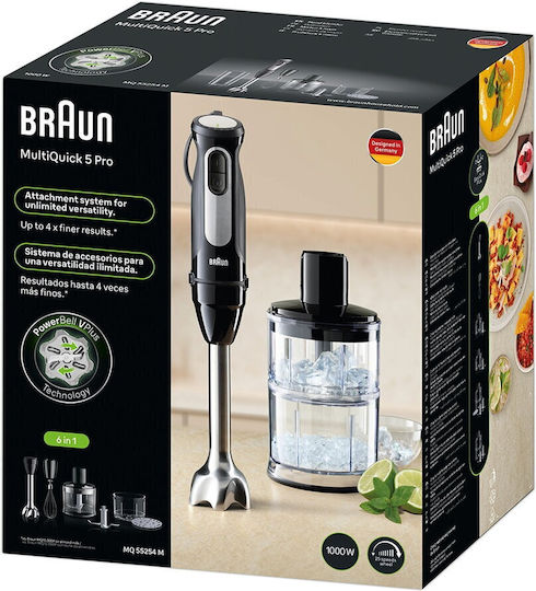 Braun MultiQuick 5 Pro Handmixer mit Inox-Stab 1000W Schwarze