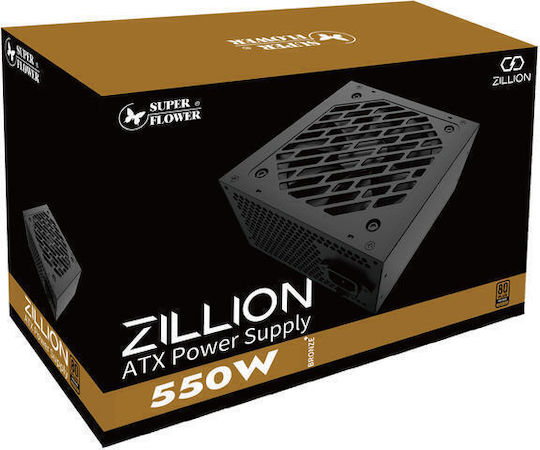 Super Flower Zillion DB 550W Черен Захранващ Блок За Компютър Пълен Кабел 80 Plus Bronze